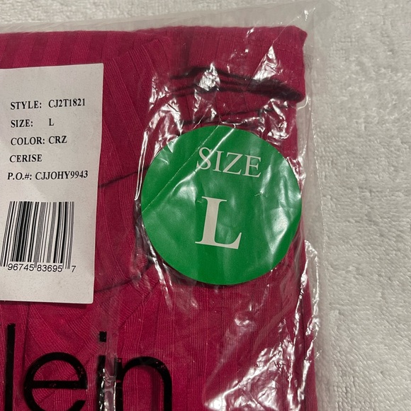 Calvin Klein Jeans Women's Long Sleeve Turtleneck Top - Cerise, Size L, New - Picture 7 of 8